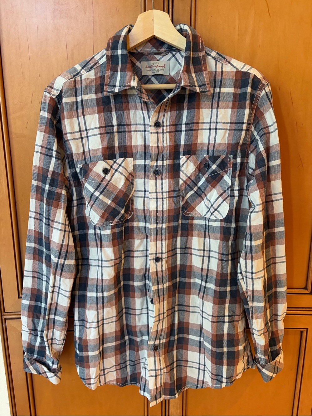 Weatherproof Men's Vintage Plaid Flannel Button-Down Shirt Sz S